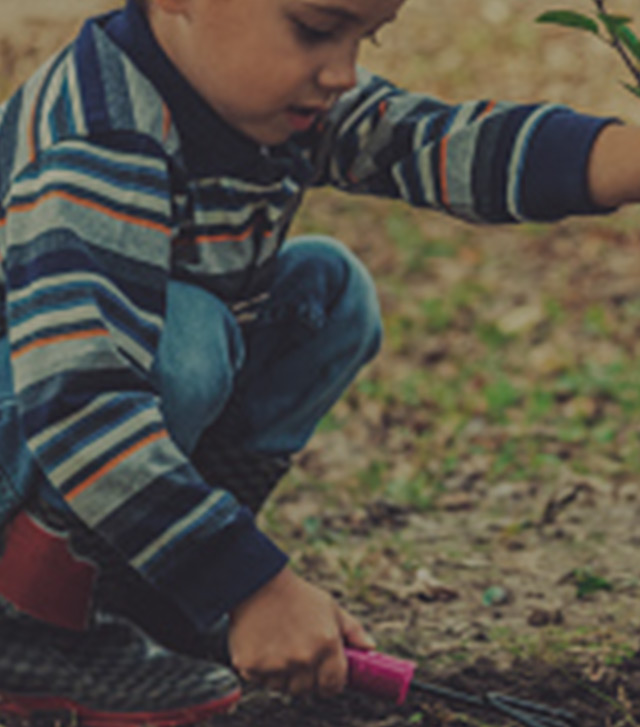 Child and Parent planting tree